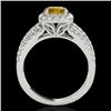Image 2 : 2 CTW Certified Si/I Fancy Intense Yellow Diamond Solitaire Halo Ring 10K White Gold - REF-180W2F - 