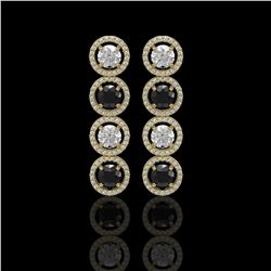 5.58 CTW Black & White Diamond Designer Earrings 18K Yellow Gold - REF-581T3M - 42613