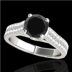 1.61 CTW Certified VS Black Diamond Pave Ring 10K White Gold - REF-79X8T - 35460