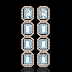 19.49 CTW Aquamarine & Diamond Halo Earrings 10K Rose Gold - REF-323T5M - 41595