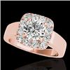 1.55 CTW H-SI/I Certified Diamond Solitaire Halo Ring 10K Rose Gold - REF-174A5X - 34239