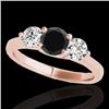 2 CTW Certified VS Black Diamond 3 Stone Solitaire Ring 10K Rose Gold - REF-177F3N - 35389