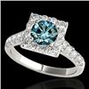 2 CTW Si Certified Blue Diamond Solitaire Halo Ring 10K White Gold - REF-210M9H - 34137