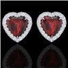 2.22 CTW Garnet & Micro Pave VS/SI Diamond Earrings Heart Halo 14K White Gold - REF-43K6W - 21205