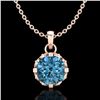 0.85 CTW Fancy Intense Blue Diamond Solitaire Art Deco Necklace 18K Rose Gold - REF-90W9F - 37370