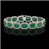 38.61 CTW Emerald & Diamond Halo Bracelet 10K White Gold - REF-456T5M - 41522