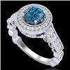1.12 CTW Fancy Intense Blue Diamond Solitaire Art Deco Ring 18K White Gold - REF-167X3T - 37691