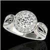 1.4 CTW H-SI/I Certified Diamond Solitaire Halo Ring 10K White Gold - REF-180N2Y - 34558