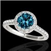 1.4 CTW Si Certified Fancy Blue Diamond Solitaire Halo Ring 10K White Gold - REF-160H2A - 33585