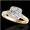 1.5 CTW H-SI/I Certified Diamond Solitaire Halo Ring 10K Yellow Gold - REF-176K4W - 33366