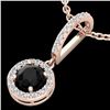 1 CTW Micro Pave Halo Black & White VS/SI Diamond necklace 14K Rose Gold - REF-49N3Y - 23269