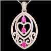3.50 CTW Pink Sapphire & Micro VS/SI Diamond Heart Necklace 14K Rose Gold - REF-218T2M - 21289