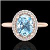2 CTW Sky Blue Topaz & Micro VS/SI Diamond Ring Solitaire Halo 14K Rose Gold - REF-40W2F - 21003