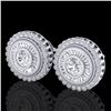 2.61 CTW VS/SI Diamond Solitaire Art Deco Stud Earrings 18K White Gold - REF-381K8W - 37082