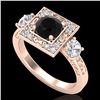 1.55 CTW Fancy Black Diamond Solitaire Art Deco 3 Stone Ring 18K Rose Gold - REF-149K3W - 38172