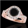 1.75 CTW Certified VS Black Diamond Solitaire Halo Ring 10K Rose Gold - REF-87Y8K - 34526