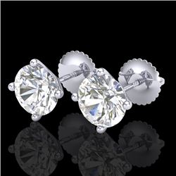 2.5 CTW VS/SI Diamond Solitaire Art Deco Stud Earrings 18K White Gold - REF-668T2M - 37307