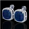 12 CTW Sapphire & Micro Pave Halo VS/SI Diamond Earrings 18K White Gold - REF-158A2X - 23068