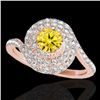 1.86 CTW Certified Si/I Fancy Intense Yellow Diamond Solitaire Halo Ring 10K Rose Gold - REF-245M5H 