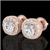1.69 CTW VS/SI Diamond Solitaire Art Deco Stud Earrings 18K Rose Gold - REF-263H6A - 37119
