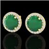 4 CTW Emerald & Halo VS/SI Diamond Micro Pave Earrings Solitaire 18K Yellow Gold - REF-80K2W - 21492