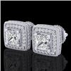 2.01 CTW Princess VS/SI Diamond Solitaire Art Deco Earrings 18K White Gold - REF-245W5F - 37127