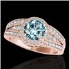 1.5 CTW Si Certified Fancy Blue Diamond Solitaire Halo Ring 10K Rose Gold - REF-180H2A - 34075