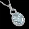 3 CTW Aquamarine & Micro Pave Halo VS/SI Diamond Necklace 14K White Gold - REF-61F8N - 22753