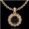 1.15 CTW Fancy Black Diamond Solitaire Art Deco Stud Necklace 18K Yellow Gold - REF-89M3H - 37844
