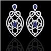 7 CTW Tanzanite & Micro VS/SI Diamond Heart Earrings Solitaire 14K White Gold - REF-381M8H - 21143
