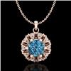 1.2 CTW Fancy Intense Blue Diamond Art Deco Stud Necklace 18K Rose Gold - REF-118Y2K - 37741
