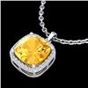 6 CTW Citrine & Micro Pave Halo VS/SI Diamond Necklace Solitaire 18K White Gold - REF-55Y3K - 23076