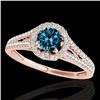 1.3 CTW Si Certified Fancy Blue Diamond Solitaire Halo Ring 10K Rose Gold - REF-162W8F - 33888