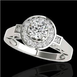 1.5 CTW H-SI/I Certified Diamond Solitaire Halo Ring 10K White Gold - REF-180A2X - 34567
