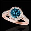 1.45 CTW Si Certified Fancy Blue Diamond Solitaire Halo Ring 10K Rose Gold - REF-169M3H - 33802