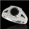 1.65 CTW Certified VS Black Diamond Solitaire Halo Ring 10K White Gold - REF-153K8W - 34462