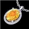 2.50 CTW Citrine & Micro Pave VS/SI Diamond Necklace Halo 18K White Gold - REF-44T4M - 21076