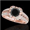 2.05 CTW Certified VS Black Diamond Solitaire Halo Ring 10K Rose Gold - REF-98F5N - 34269