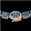 45.25 CTW London Blue Topaz & VS/SI Diamond Tennis Micro Halo Necklace 14K Rose Gold - REF-236A4X - 