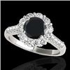 2 CTW Certified VS Black Diamond Solitaire Halo Ring 10K White Gold - REF-98A9X - 33421