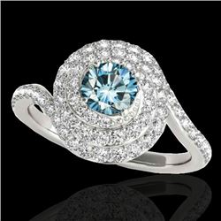 1.86 CTW Si Certified Fancy Blue Diamond Solitaire Halo Ring 10K White Gold - REF-180K2W - 34509