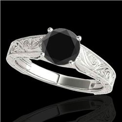 1 CTW Certified VS Black Diamond Solitaire Ring 10K White Gold - REF-45X8T - 35185