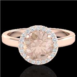 1.50 CTW Morganite & Halo VS/SI Diamond Micro Ring Solitaire 14K Rose Gold - REF-52F2N - 21633