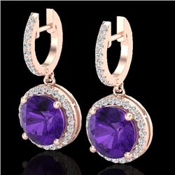 4 CTW Amethyst & Micro Pave VS/SI Diamond Designer Halo 14K Rose Gold - REF-72K8W - 23176