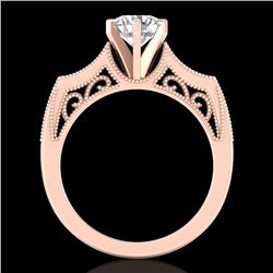 1.25 CTW VS/SI Diamond Solitaire Art Deco Ring 18K Rose Gold - REF-400F2N - 37074