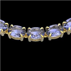 56 CTW Tanzanite Eternity Designer Inspired Tennis Necklace 14K Yellow Gold - REF-631Y3K - 23411