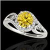 1.25 CTW Certified Si Fancy Intense Diamond Solitaire Halo Ring 10K White Gold - REF-155N5Y - 34174