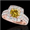 Image 1 : 2.25 CTW Certified Si/I Fancy Intense Yellow Diamond Solitaire Halo Ring 10K Rose Gold - REF-229W3F 
