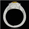Image 2 : 2 CTW Certified Si/I Fancy Intense Yellow Diamond Solitaire Halo Ring 10K White Gold - REF-317X3T - 
