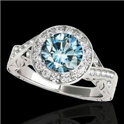 1.75 CTW Si Certified Fancy Blue Diamond Solitaire Halo Ring 10K White Gold - REF-263Y6K - 34527